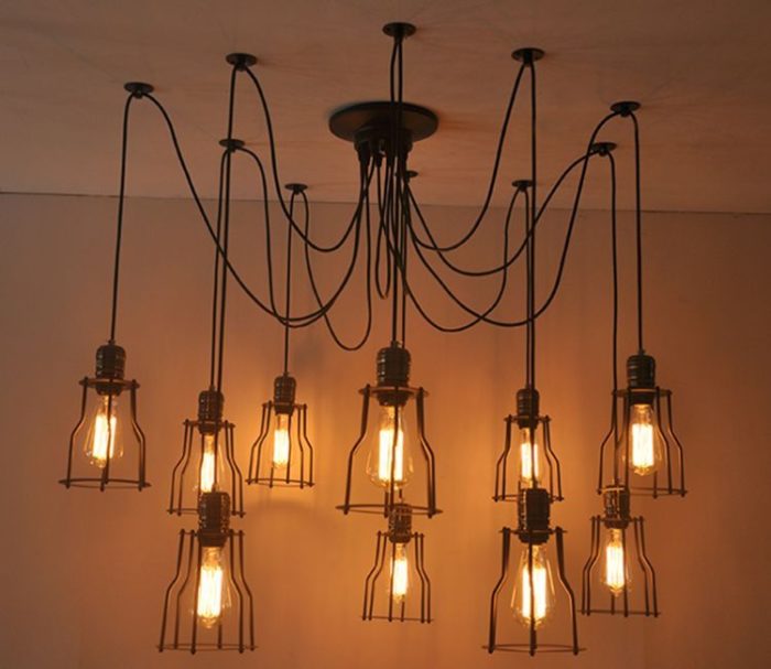 6/8/10 Bulb Lights Edison Chandelier Suspension Ceiling Pendant Spider COPPER