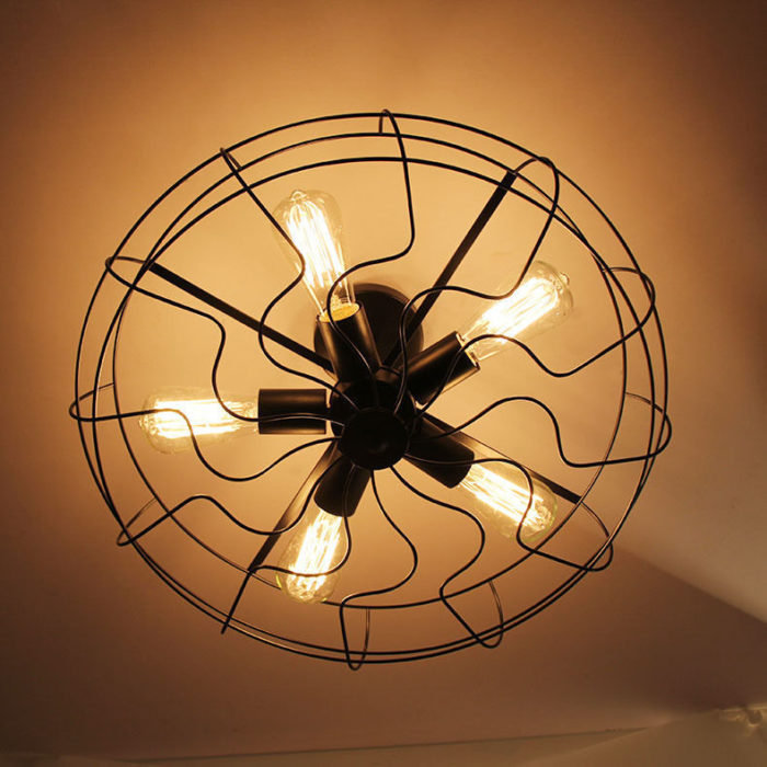 Industrial Fan Style Lighting Iron Edison Ceiling Vintage Rustic