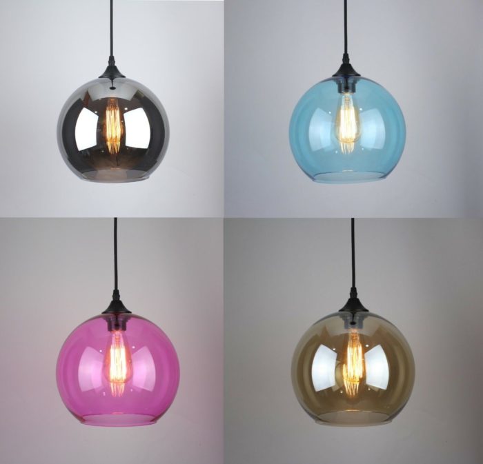 Modern Multi Colour Ceiling Clear Pink Blue Grey Amber Glass Pendant Light