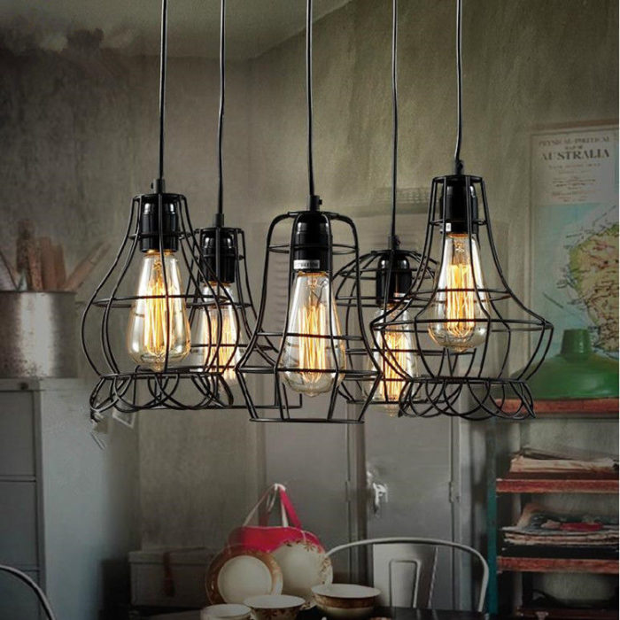 Vintage Industrial Metal Cage Black Cafe Loft Bar Pendant Light Lamp Shade - Image 4