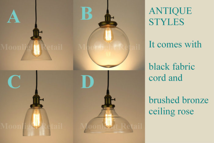 New Modern Vintage Industrial Retro Loft Ball Glass Shade Pendant Light Antique - Image 2