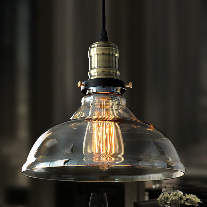 New Modern Vintage Industrial Retro Loft Glass Ceiling Lamp Shade Pendant Light