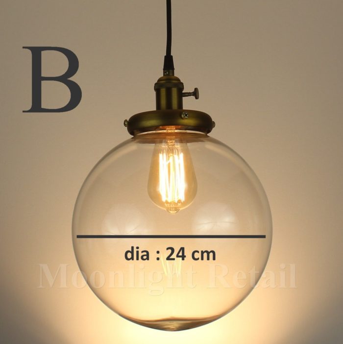 New Modern Vintage Industrial Retro Loft Ball Glass Shade Pendant Light Antique - Image 4