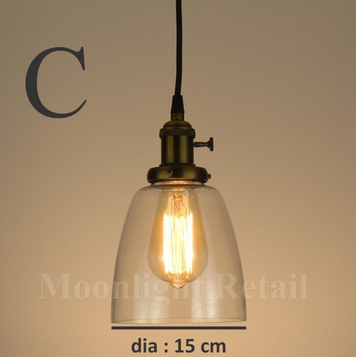 New Modern Vintage Industrial Retro Loft Ball Glass Shade Pendant Light Antique - Image 5