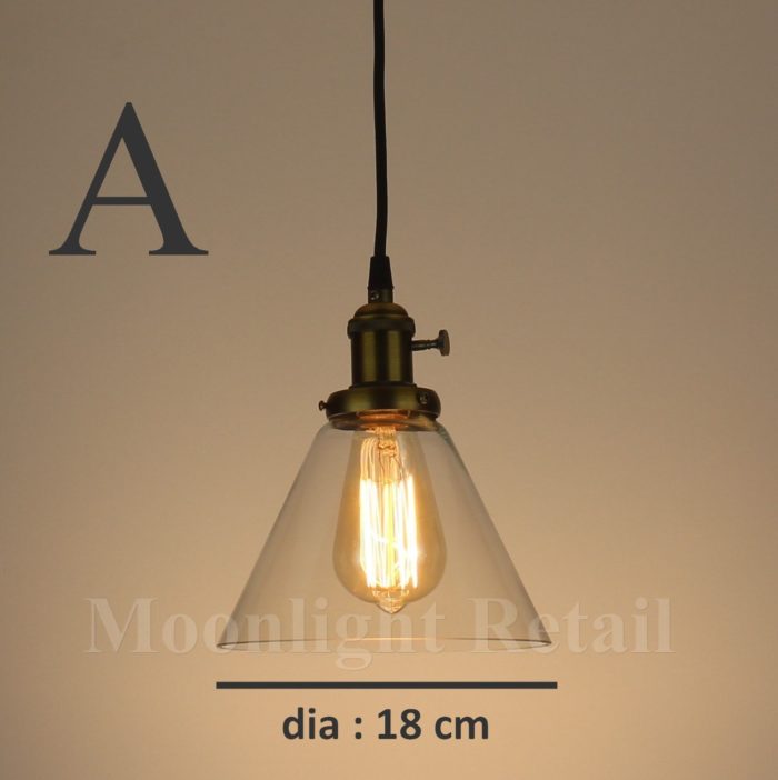 New Modern Vintage Industrial Retro Loft Ball Glass Shade Pendant Light Antique - Image 3