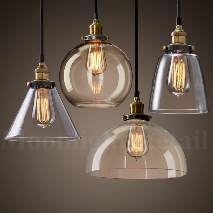 New Modern Vintage Industrial Retro Loft Glass Ceiling Lamp Shade Pendant Light