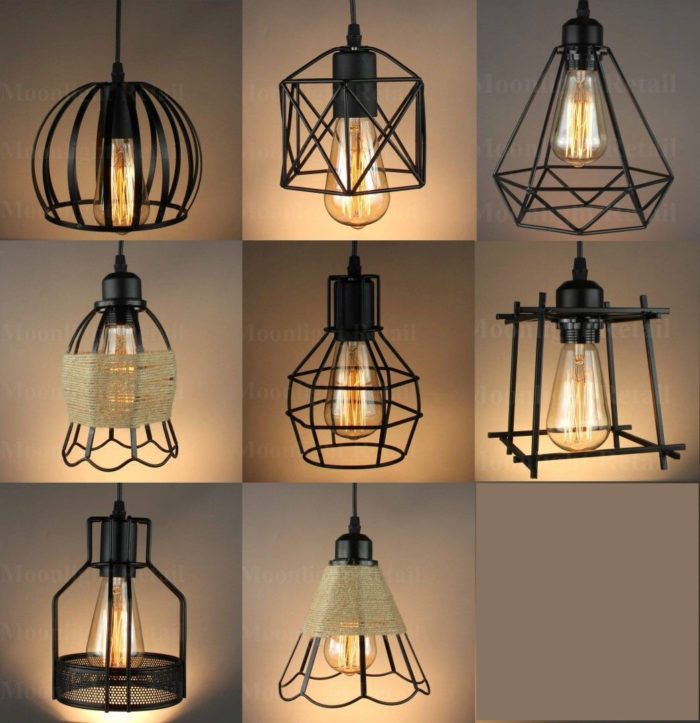 Modern 3 Way Ceiling Pendant Cluster Light Fitting Lights Black Cage Style - Image 12